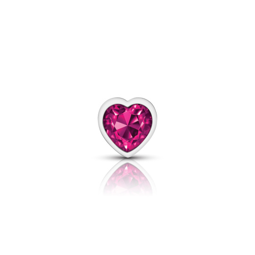 Cheeky Charms-Silver Metal Butt Plug- Heart-Bright Pink-Small  4