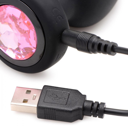 28x Silicone Vibrating Pink Gem Anal Plug With  Remote - Small  2