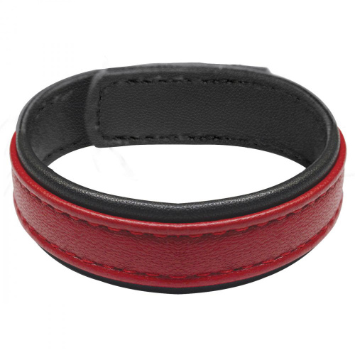 Leather and Velcro Cock Ring - Red  3