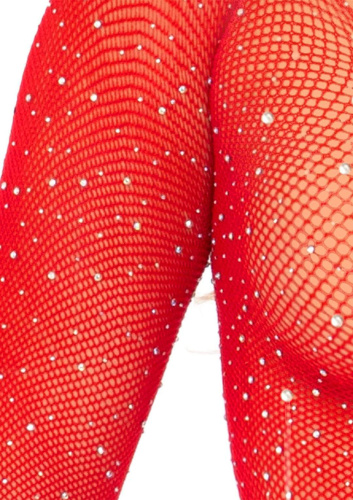 Rhinestone Snap Crotch Bodysuit - One Size - Red  4