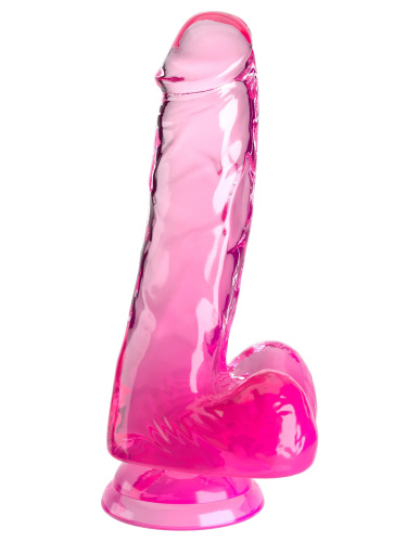 King Cock Clear 6 Inch With Balls - Pink  2