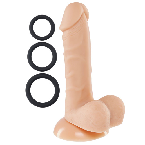 Pro Sensual Premium Silicone 6 Inch Dong With 3  Cockrings - Flesh  2
