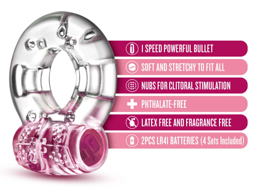 Play With Me - Arouser Vibrating C-Ring - Pink  2