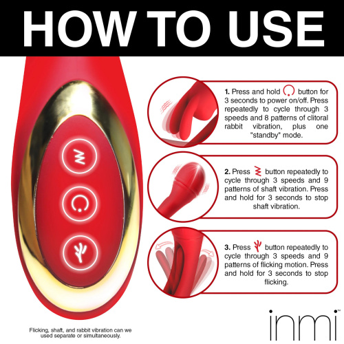 Rabbit Flick Flicking Silicone Rabbit Vibrator - Red  4