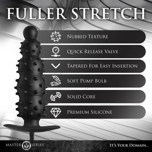 Ass Puffer Nubbed Inflatable Silicone Anal Plug - Black  4