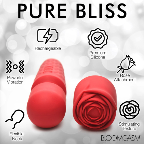 Pleasure Rose 10x Silicone Wand With Rose Attachment - Red  3