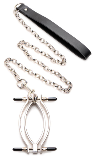 Pussy Tugger Adjustable Pussy Clamp With Leash -  Silver  3