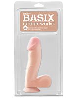 Basix Rubber Works - 6.5 Inch Dong With Suction Cup - Flesh