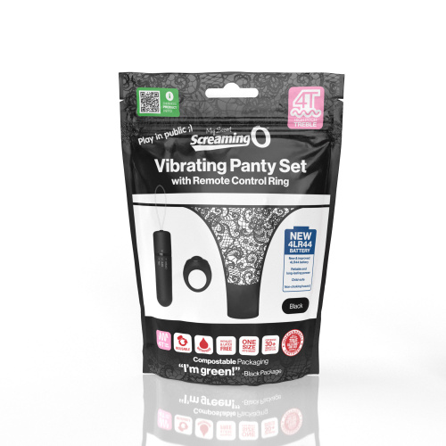 Screaming O 4t - Vibrating Panty Set With Remote  Control Ring - Black  4