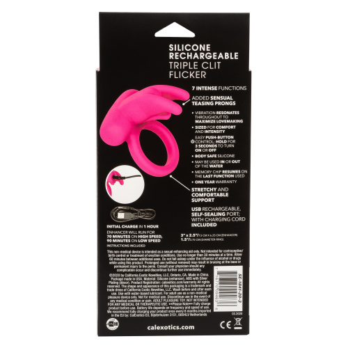 SILICONE RECHARGEABLE TRIPLE CLIT FLICKER  2