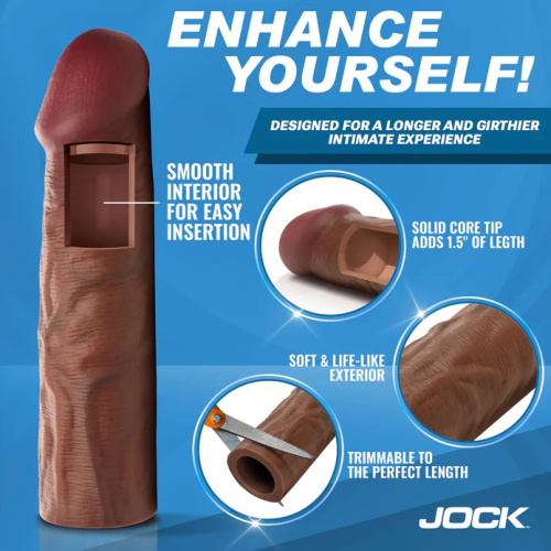 Jock 1.5" Silicone Penis Extension Sleeve - Dark  2