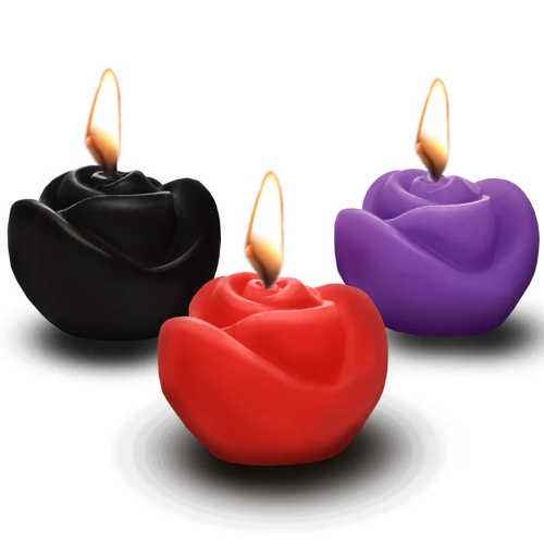 Fire Garden 3pc Rose Candle Set - Black, Purple, Red  2