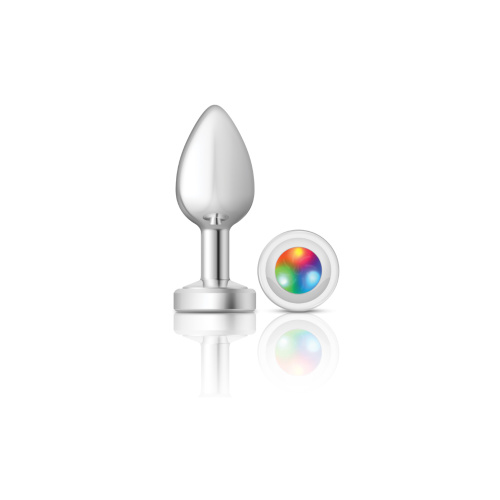 Cheeky Charms-Silver Metal Butt Plug- Light Up-Medium  2