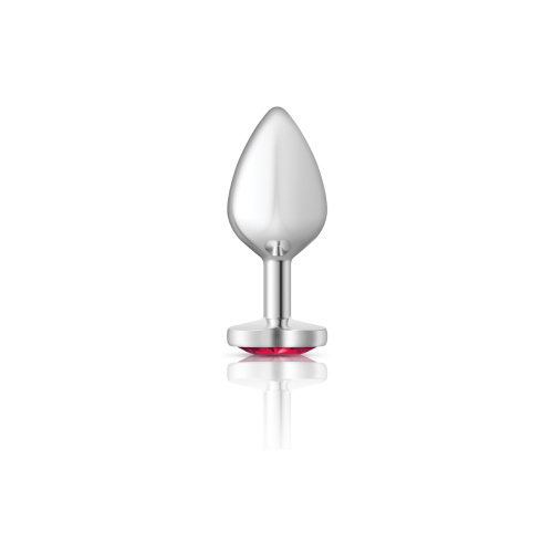Cheeky Charms-Silver Metal Butt Plug- Heart-Bright Pink-Medium  4