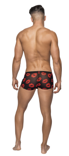Kiss Me - Mini Short - Large - Sheer Lips Black  2