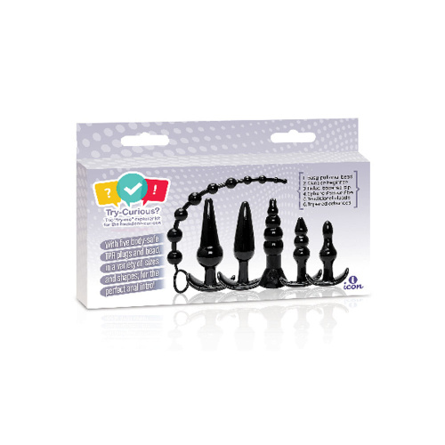 The 9's Try-Curious Anal Plug Kit - Black  2