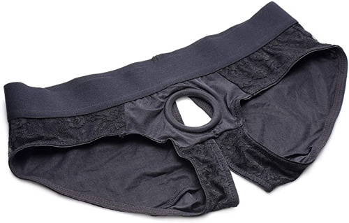 Lace Envy Crotchless Panty Harness - 2xl - Black  3