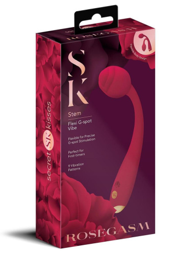 Rosegasm Long Stem Flexi G-Spot Vibe Rose - Red  2