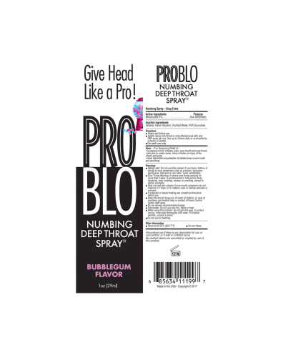 Pro Blo Throat Numbing Spray 1oz - Bubblegum  2