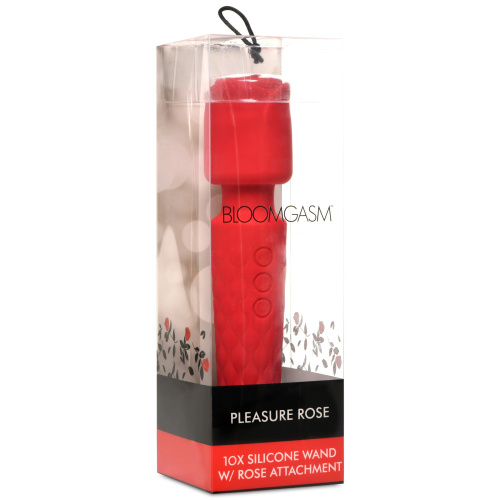 Pleasure Rose 10x Silicone Wand With Rose  Attachment - Red  5