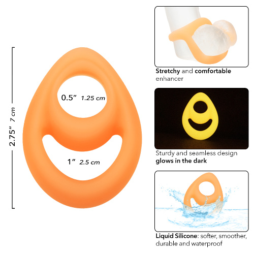 Alpha Glow-in-the-Dark Liquid Silicone Teardrop Ring - Orange  5
