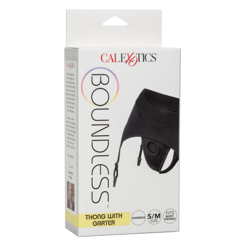 Boundless Thong With Garter - S/m - Black  2