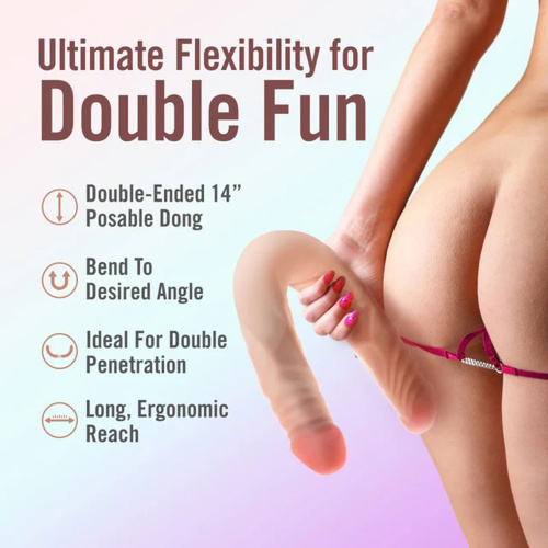Dr. Skin Plus - 14 Posable Double Dong - Beige  4