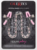 Nipple Play Crystal Chain Nipple Clamps - Pink