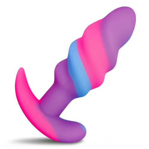 Unicorn Swirl Silicone Butt Plug - Small  2