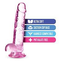 Naturally Yours - 7 Inch Crystalline Dildo - Rose