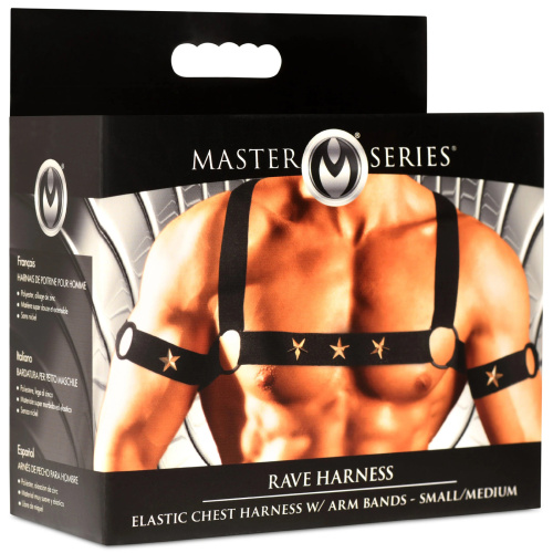 Star Boy Male Chest Harness With Arm Bands -  Large/xlarge - Black  4
