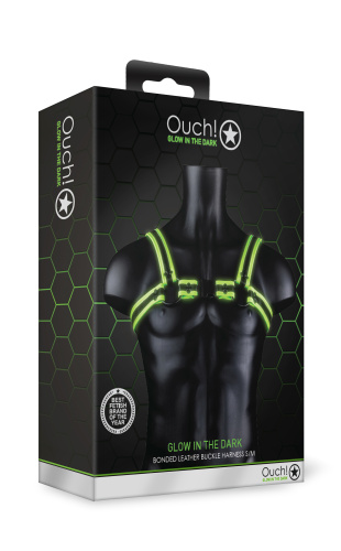 Bonded Leather Buckle Harness - Small/medium -  Glow in the Dark  4