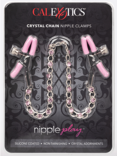 Nipple Play Crystal Chain Nipple Clamps - Pink  4