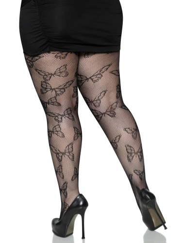 Butterfly Net Tights - 1x/2x - Black  5