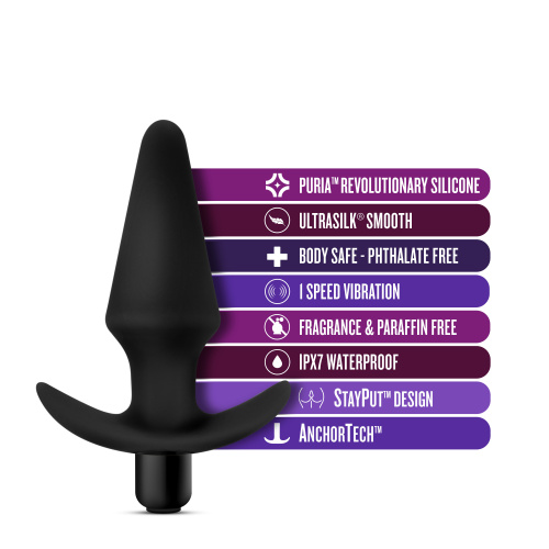 Anal Adventures Platinum - Silicone Vibrating Plug - Black  4