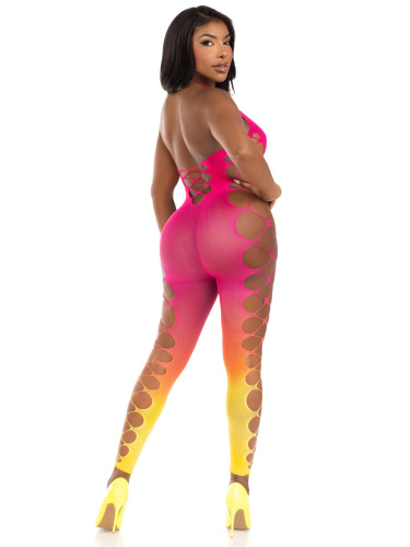 Ombre Footless Bodystocking - One Size - Sunset  5