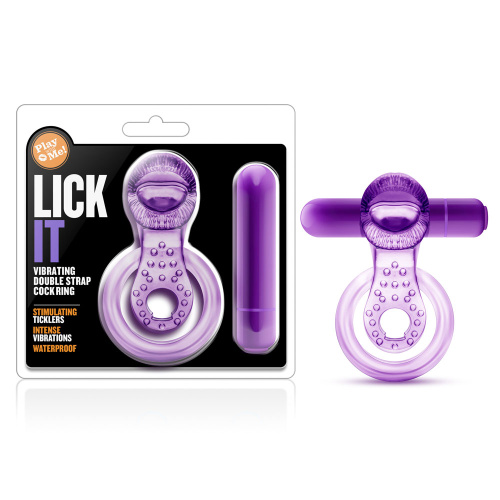 Play With Me - Lick It - Vibrating Double Strap Cockring - Purple  2