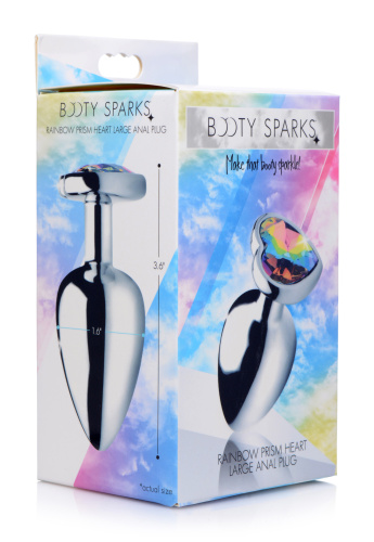 Rainbow Prism Heart Anal Plug - Large  2