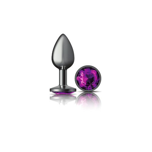 Purple Round Gem Gunmetal Metal Plug - Sm  2
