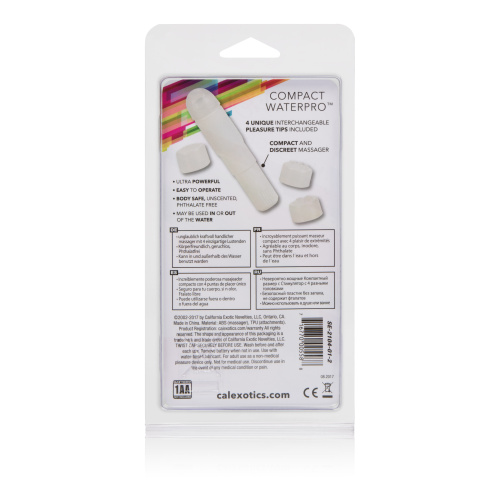 Compact Waterproof Personal Travel Massager With 4 Tips - White  2