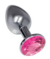 The 9's the Silver Starter Bejeweled Stainless  Steel Plug - Pink