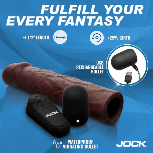 Jock Vibrating Penis Extension with Remote - Dark  3