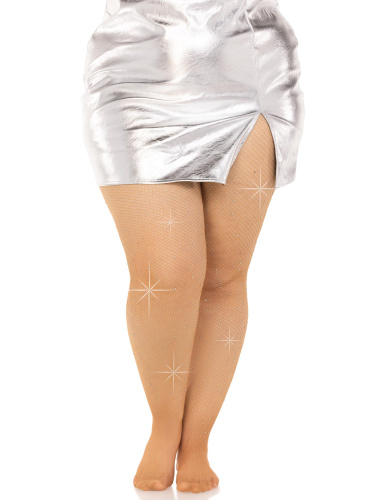 Colby Rhinestone Fishnet Tights - 1x/2x - Caramel  4