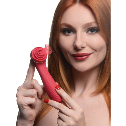 Bloomgasm Passion Petals 10x Suction Rose Vibrator - Red  3