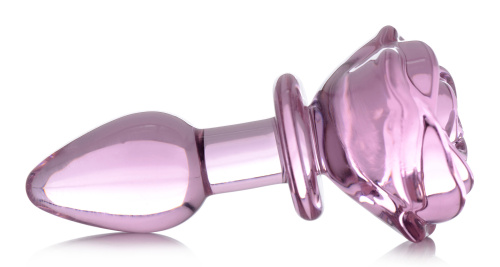 Pink Rose Glass Anal Plug - Small  2