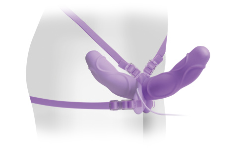 Fetish Fantasy Elite Vibrating Double Delight Strap-on - Purple  2