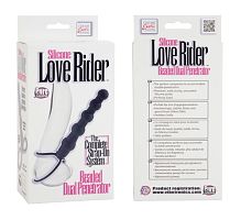Silicone Love Rider Beaded Dual Penetrator - Black