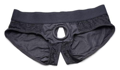 Lace Envy Crotchless Panty Harness - 2xl - Black  4