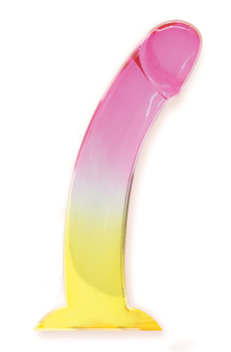 Shades, 8.25" Smoothie Jelly Tpr Gradient Dong - Pink and Yellow  2