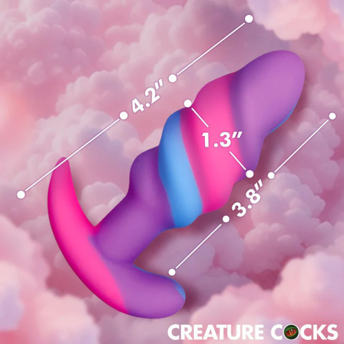 Unicorn Swirl Silicone Butt Plug - Small  3